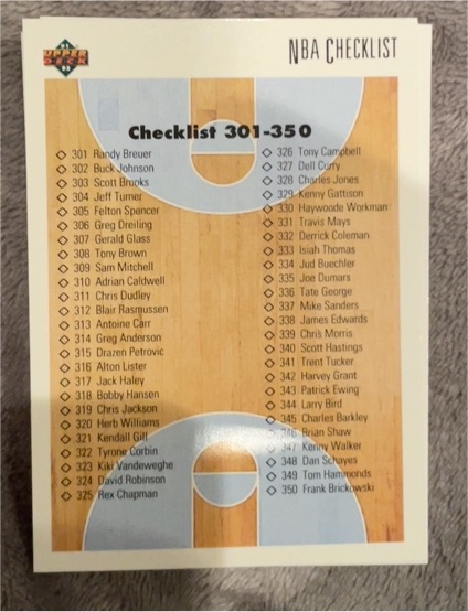1991-92 Upper Deck #400 Checklist: 301-400 Basketball Card — front