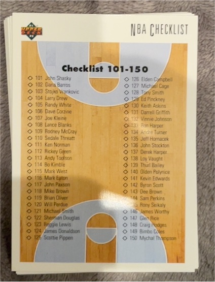 1991-92 Upper Deck #200 Checklist 101-150 NBA — front