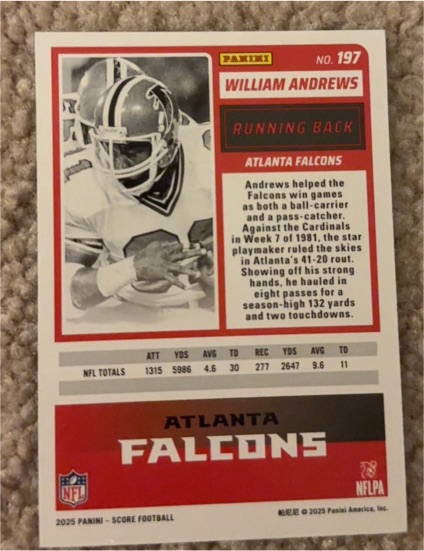 2025 Panini Score #197 William Andrews — front
