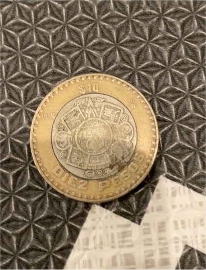 1998 Mexico 10 Pesos Bi-Metallic Coin Aztec Calendar — front