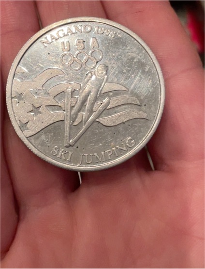 1998 Nagano USA Olympics Ski Jumping Aluminum Token General Mills — front