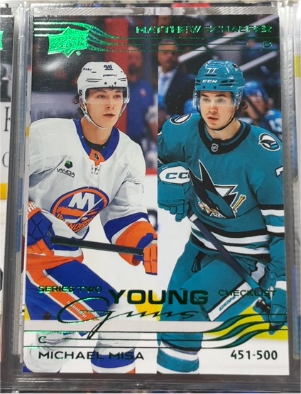 2025 Upper Deck Series 2 Young Guns #451-500 Michael Misa Matthew Schaefer Checklist — front