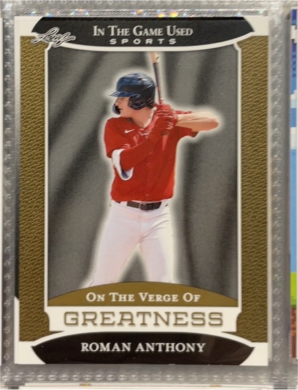 2024 Leaf In The Game Used On The Verge Of Greatness #VG-48 Roman Anthony — front