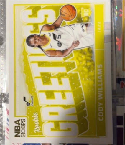 2024-25 Panini NBA Hoops Rookie Greetings #12 Cody Williams — front