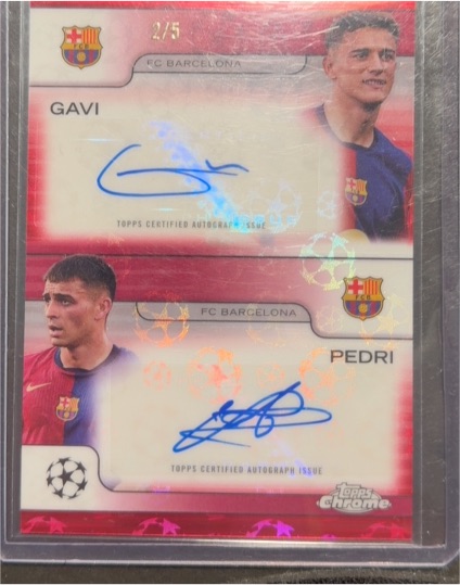 2024-2025 Topps Chrome UCL #2/5 Gavi Pedri Barcelona Dual Auto — front