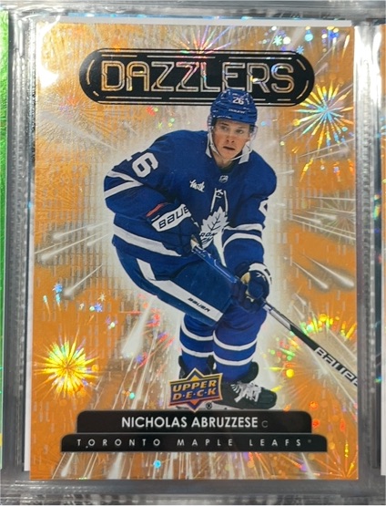 2022-23 Upper Deck Series 2 Dazzlers Orange #DZ-72 Nicholas Abruzzese — front