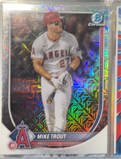 2025 Bowman Chrome #27 Mike Trout Mojo Refractor — front