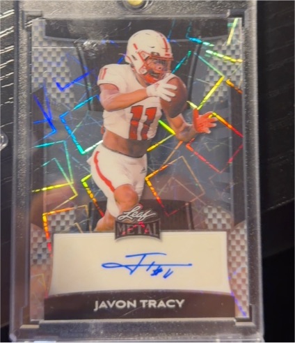 2025 Leaf Metal #BA-JT2 Javon Tracy Silver Laser Autograph — front