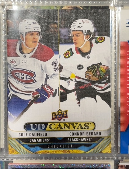 2024-25 Upper Deck Series 1 #C-90 Cole Caufield / Connor Bedard UD Canvas Checklist — front