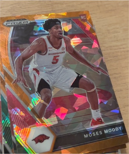 2021 Panini Prizm Draft Picks #11 Moses Moody Orange Cracked Ice Rookie — front