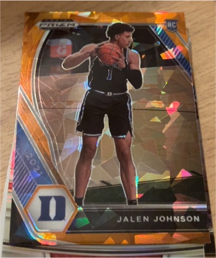 2021 Panini Prizm Draft Picks #10 Jalen Johnson Orange Cracked Ice Rookie — front