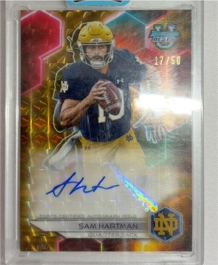 2023 Bowman's Best University #17 Sam Hartman Gold Geometric Refractor Auto — front