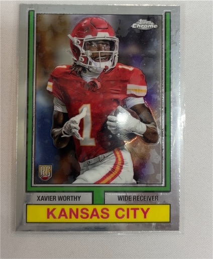 2024 Topps Chrome 1974 Throwback #74TF-8 Xavier Worthy Kansas City Chiefs Rookie — front