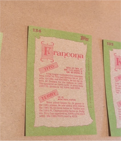 1985 Topps #134 Tito Francona / Terry Francona — front