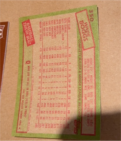 1983 Topps #10 Wade Boggs — front