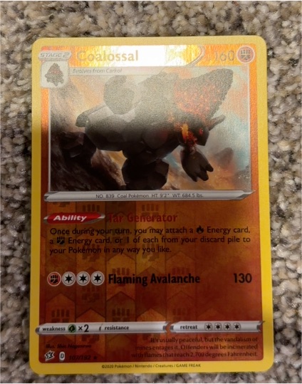 2020 Pokémon Rebel Clash #107 Coalossal — front