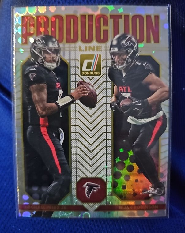 2025 Donruss Production Line #7 Michael Penix Jr. Bijan Robinson — front