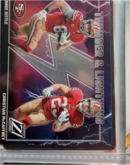 2023 Panini Zenith Thunder & Lightning #18 Christian McCaffrey / George Kittle — front