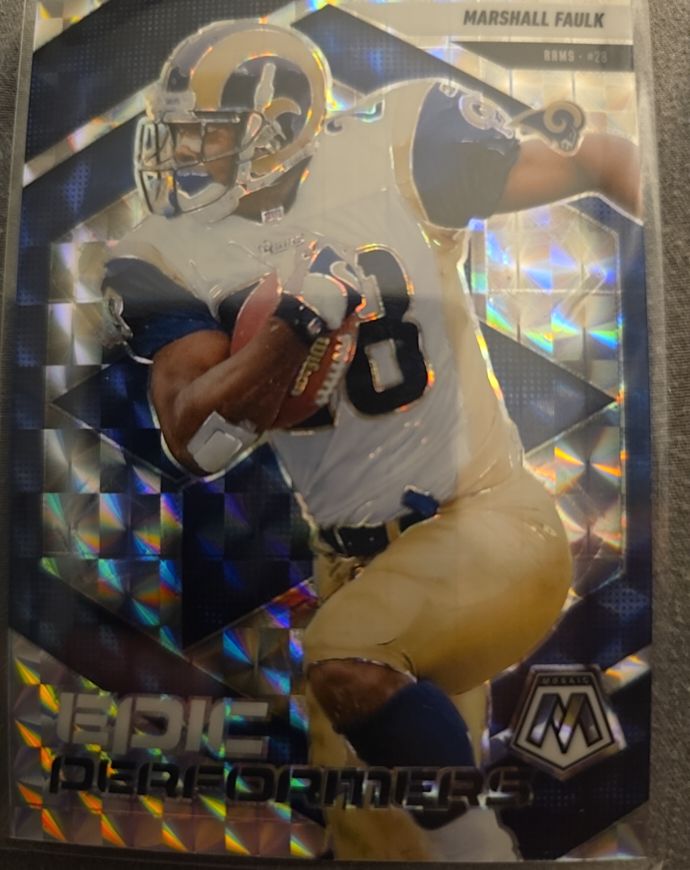 2025 Panini Mosaic #14 Marshall Faulk Epic Performers Mosaic Prizm — front
