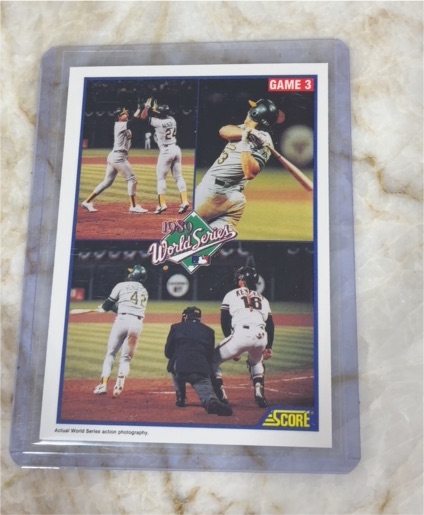 1990 Score #702 1989 World Series Game 3 Oakland Athletics — front