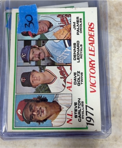 1978 Topps #205 Victory Leaders Steve Carlton, Jim Palmer, Dennis Leonard, Dave Goltz — front