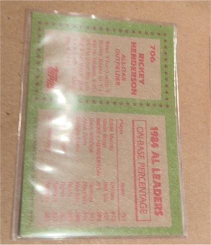 1984 Topps #706 Rickey Henderson — front