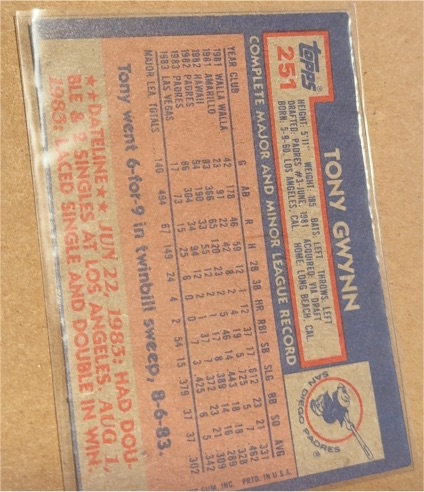 1983 Topps #251 Tony Gwynn — front