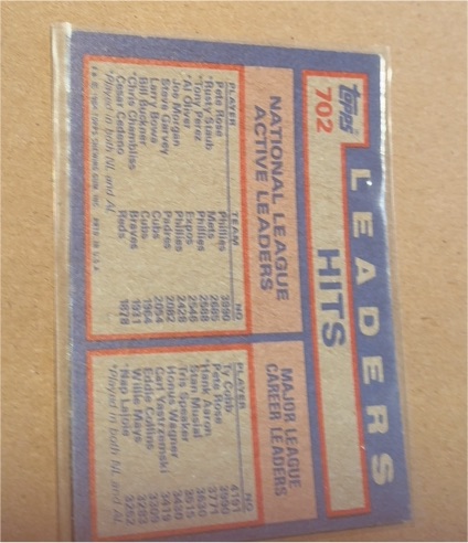 1987 Topps #702 National League Active Leaders Hits — front