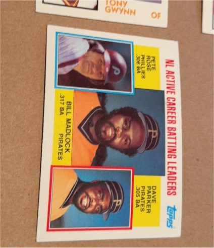 1984 Topps #701 NL Active Career Batting Leaders Pete Rose, Bill Madlock, Dave Parker — front