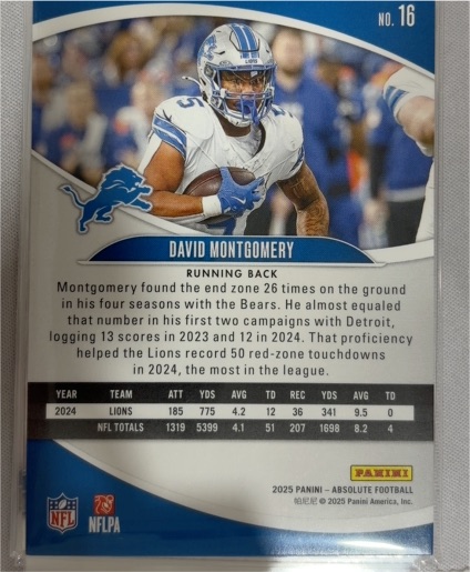 2025 Panini #16 David Montgomery — front