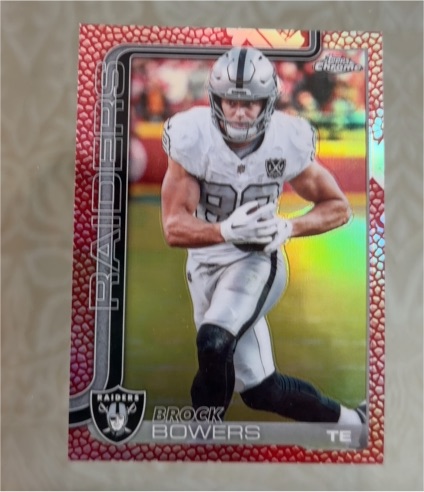 2025 Topps Chrome #178 Brock Bowers Football Leather Refractor — front