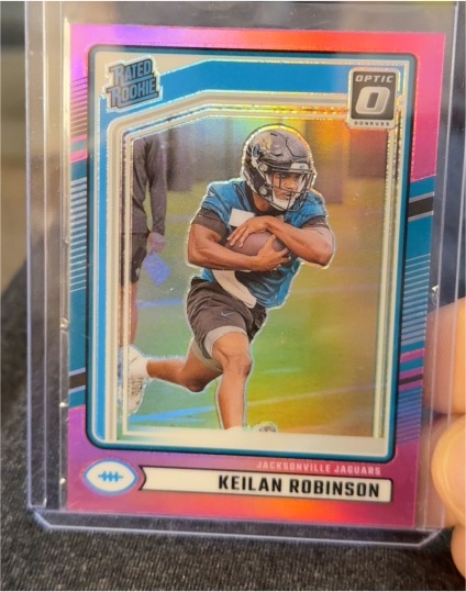 2024 Panini Donruss Rated Rookie Optic Preview Pink Prizm #385 Keilan Robinson — front