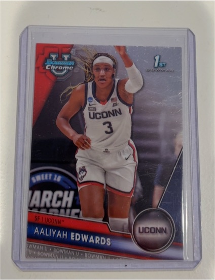 2023-24 Bowman Chrome University #19 Aaliyah Edwards UConn Huskies — front