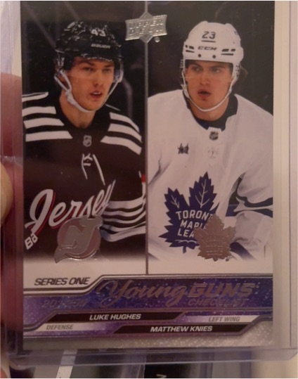 2023-24 Upper Deck Series 1 #250 Luke Hughes / Matthew Knies Young Guns Checklist — front