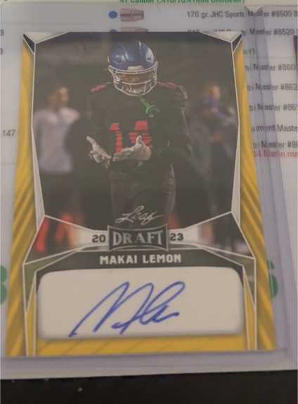2023 Leaf Draft #BA-ML1 Makai Lemon Autographs — front