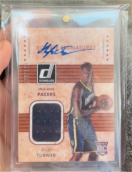 2015 Panini Donruss #RC Myles Turner Rookie Patch Auto — front