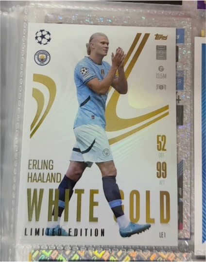 2024 Topps Match Attax #LE1 Erling Haaland White Gold Limited Edition — front