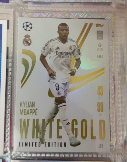 2024 Topps Match Attax #LE2 Kylian Mbappé White Gold Limited Edition — front