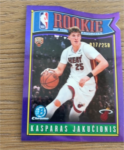 2025 Bowman Chrome #RY-12 Kasparas Jakučionis Rookie of the Year Favorites Purple /250 — front