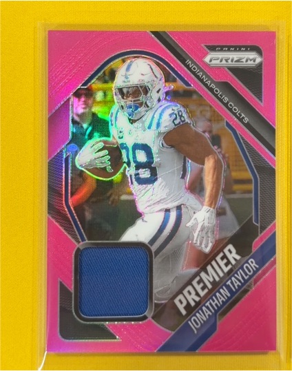 2025 Panini Prizm Premier Jerseys Pink Prizm #PJY-JTR Jonathan Taylor — front