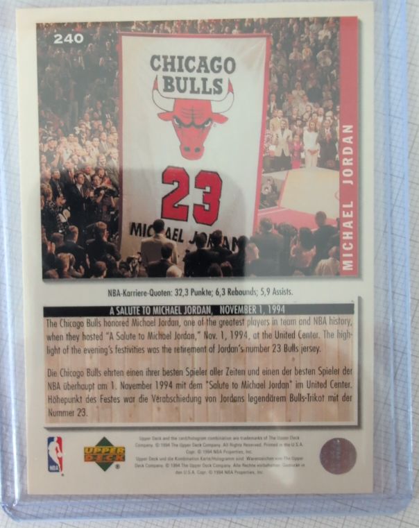 1994 Upper Deck #240 Michael Jordan — front