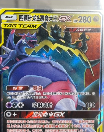Garchomp & Hydreigon GX Tag Team Pokémon Card — front