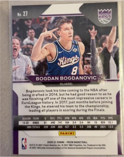 2020 Panini Prizm #27 Bogdan Bogdanovic — front