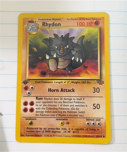 1999 Pokémon #45 Rhydon — front