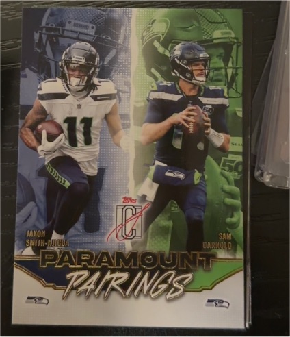 2023 Topps Chrome Paramount Pairings Jaxon Smith-Njigba & Sam Darnold — front