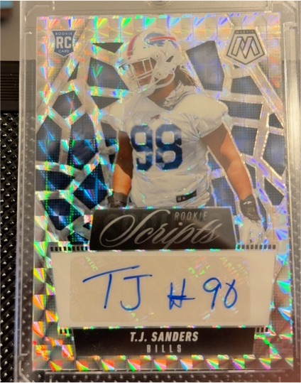 2021 Panini Mosaic Rookie Scripts T.J. Sanders — front
