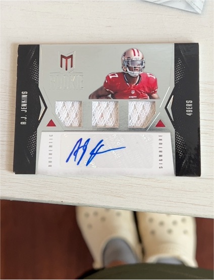 2012 Panini Momentum #5 A.J. Jenkins Rookie Patch Auto — front