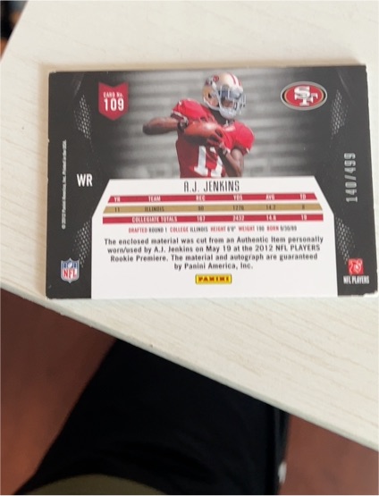 2012 Panini Players Rookie Premiere #109 A.J. Jenkins — front