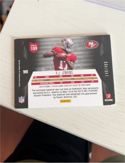 2012 Panini #109 A.J. Jenkins — front