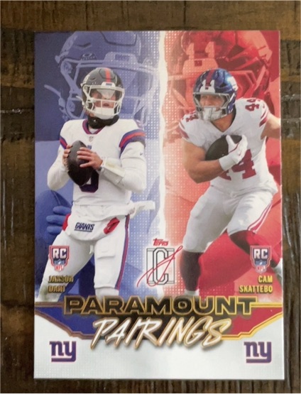 2021 Topps Dynasty Paramount Pairings #PP-1 Daniel Jones Cam Skattebo — front